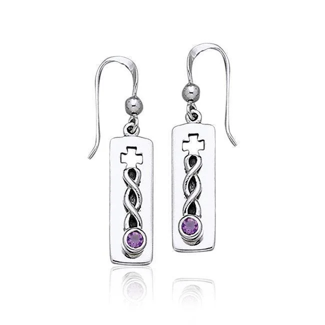 women’s infinity earrings -Celtic Knots Cross Sterling Silver Earrings TE2000