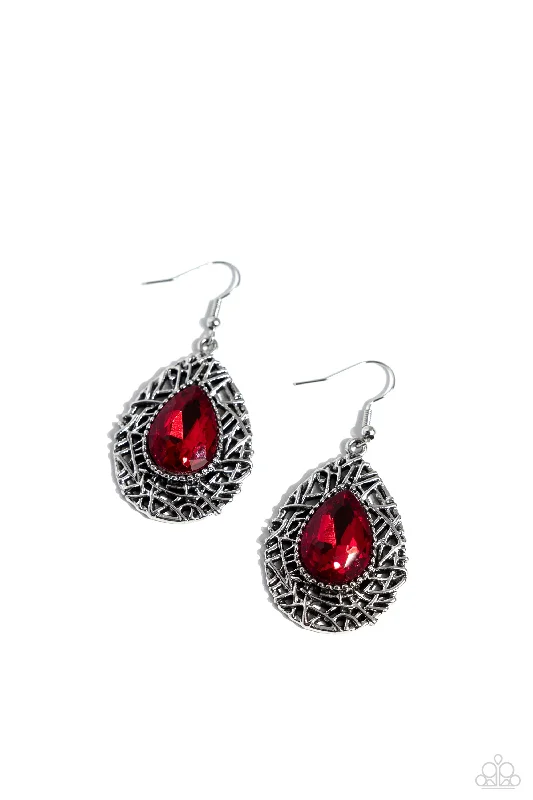 women’s emerald earrings -Nest Nouveau - Red