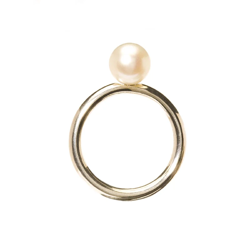 women’s initial necklaces -Pearl Ring, White