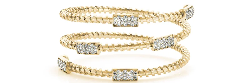 adjustable charm bracelets for women -14kt Two Tone Flexible Diamond Wrap Bracelet (3/4 ctw)