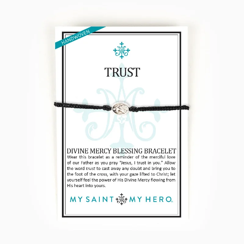 women’s gemstone bangles -Trust Divine Mercy Blessing Bracelet