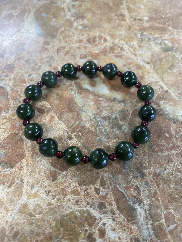 adjustable charm bracelets for women -Jade beaded bracelet