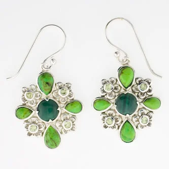 women’s silver hoop earrings -Blooming Green Earrings