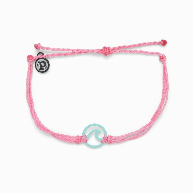 women’s matching bangles -PuraVida, Aqua Enamel Wave Bracelet, Light Pink