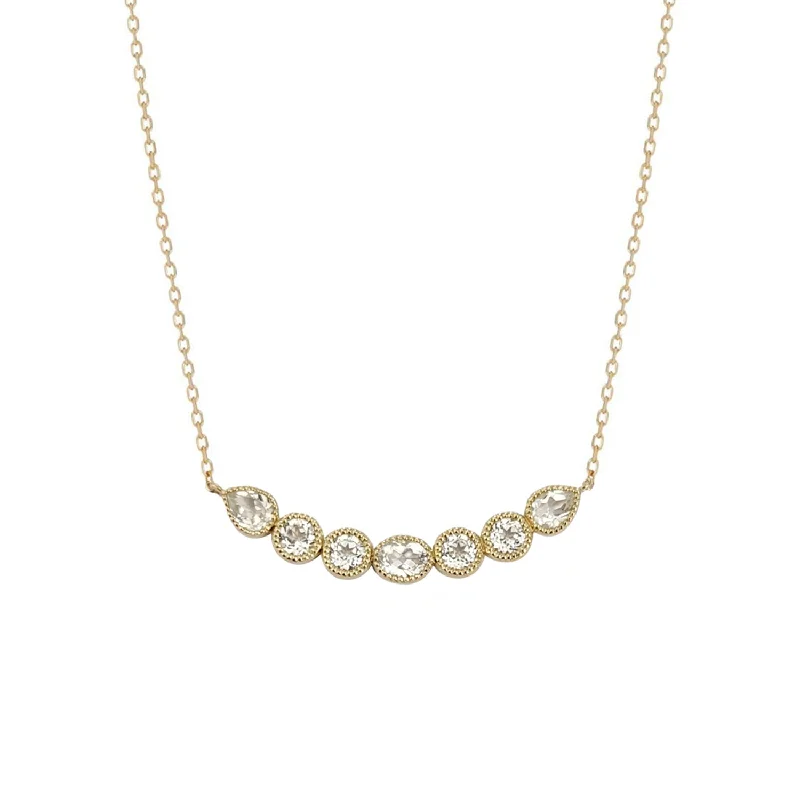 women’s oval stone necklaces -Color Nova Curve Necklace White Topaz - 18k Gold