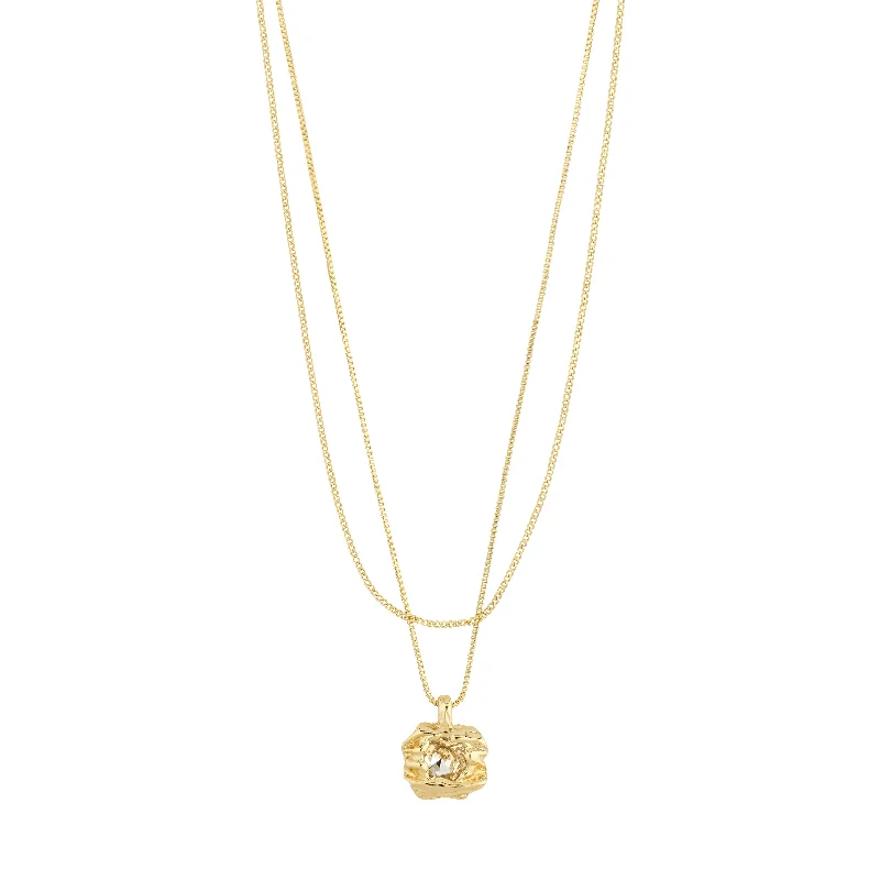 women’s simple gold necklaces -FEEL necklace 2-in-1 set gold-plated