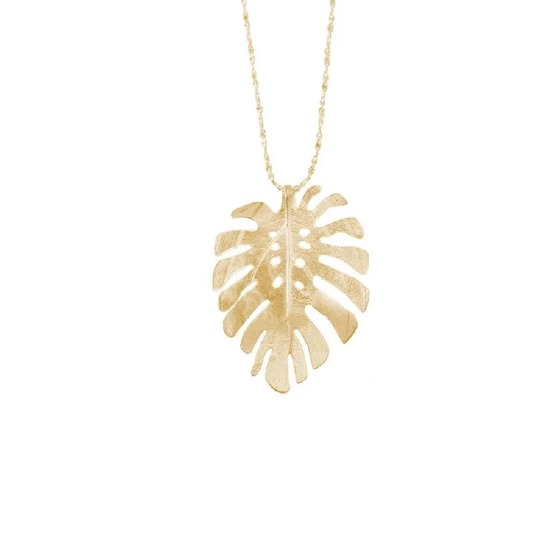 personalized necklaces for women -Large Monstera Leaf Necklace