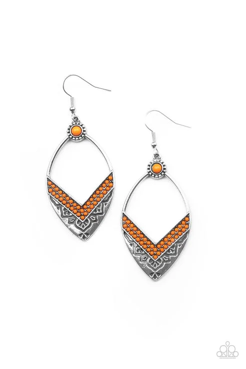 women’s geometric earrings -Indigenous Intentions Orange Earring