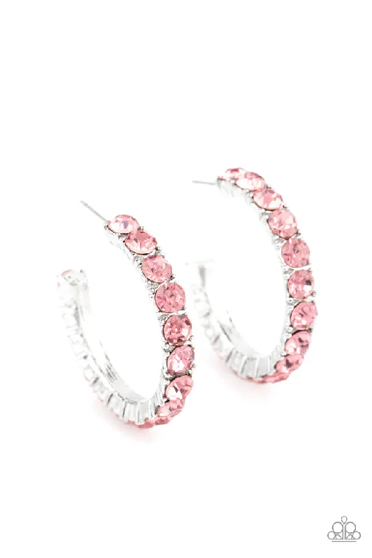 women’s infinity earrings -CLASSY Is In Session Pink Hoop Earring