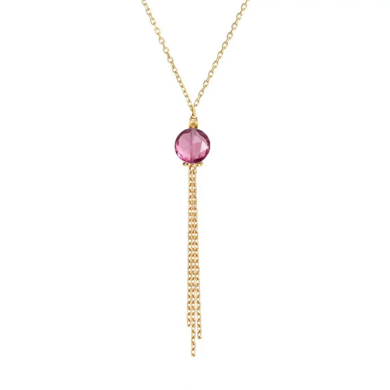 women’s statement necklaces -Medusa Necklace Pink Garnet - 18k Gold