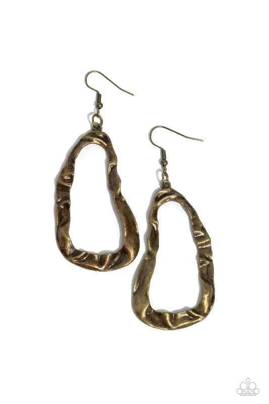 women’s gemstone drop earrings -Abstract Antiquity - Brass