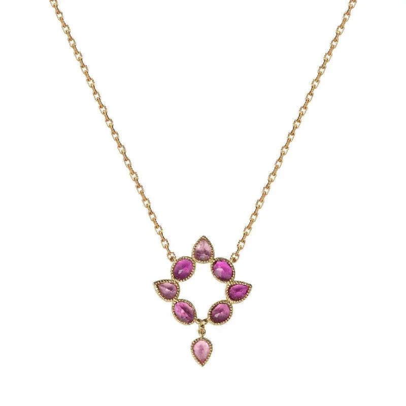 women’s rose gold necklaces -Color Nova Crown Necklace - 18k Gold Pink Tourmaline