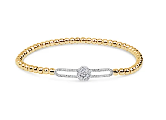 silver cuff bracelets for women -18kt Yellow Gold Diamond Beaded Bangle (.45 ctw)