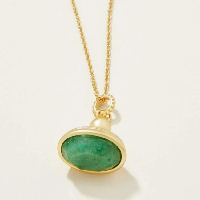 women’s emerald necklaces -Fob Necklace - 17" Green Aventurine