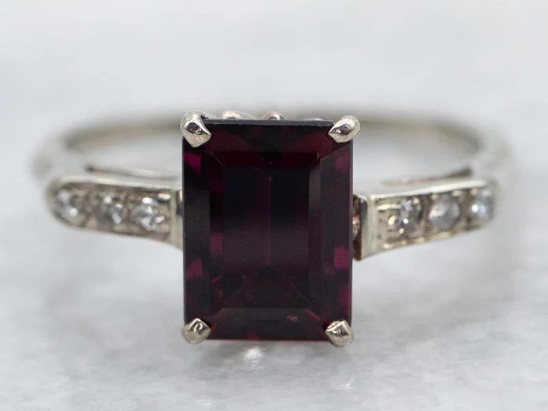 women’s oval diamond engagement rings -Dark Rhodolite Garnet and Diamond Ring