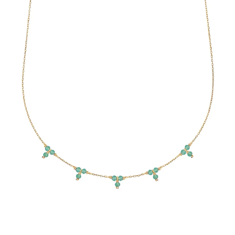 women’s diamond chokers -Green Agate Radial Necklace - 18k Gold