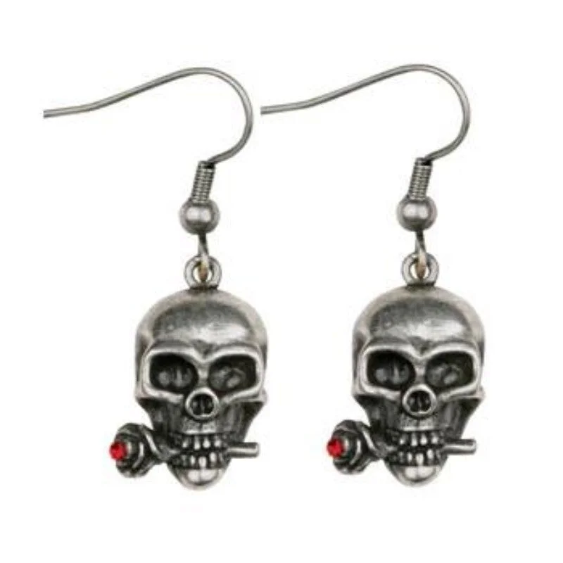 women’s diamond earrings -Skull with Rose Earrings