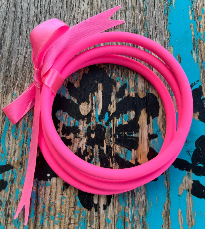 stackable bracelets for women -Neon Pink Bangle Bracelets