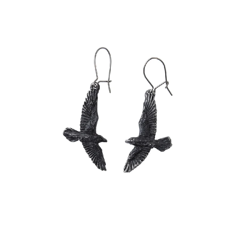 women’s sapphire drop earrings -Black Raven Earrings