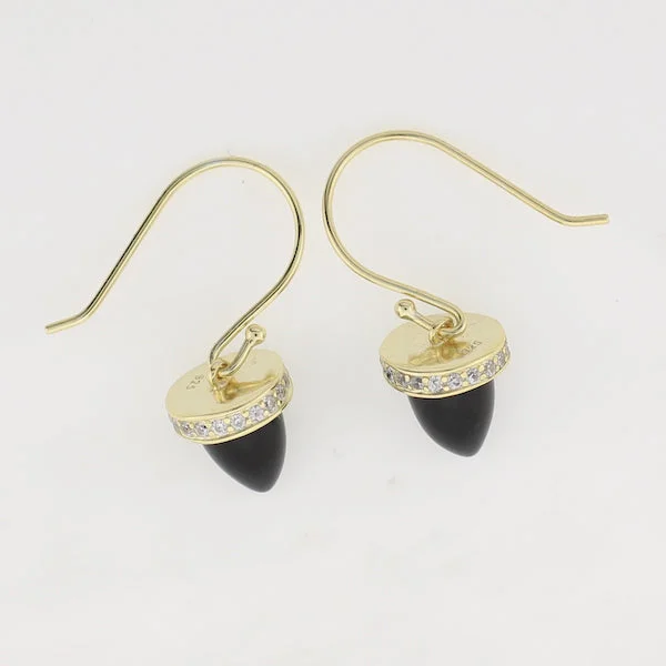 women’s sapphire drop earrings -Baby Onyx Horn Earrings