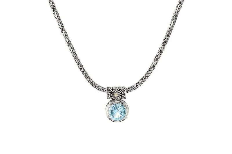 women’s solid gold necklaces -Droplet Necklace- Blue Topaz