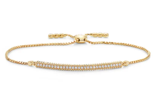 statement bangles for women -18kt Yellow Gold Diamond Bar Bolo Bracelet (.59 ctw)