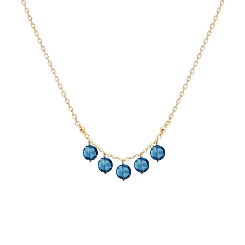 women’s solid gold necklaces -5 Stone Pop Galaxy Necklace Blue Topaz - 18k Gold