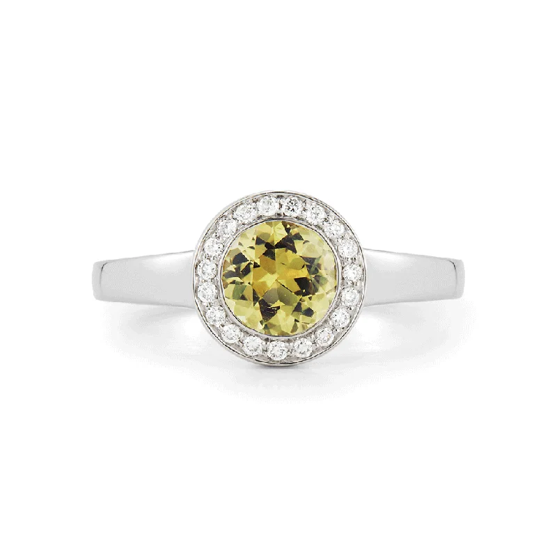 women’s vintage diamond engagement rings -Steller Light Chartreuse Sapphire and Diamond Ring