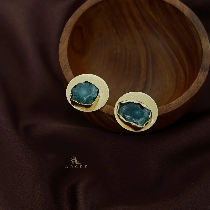 women’s infinity stud earrings -Golden Coin Agate Earring