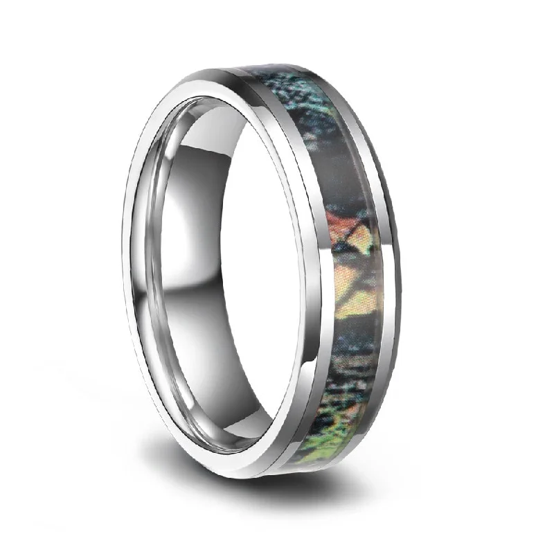 women’s vintage wedding engagement rings -Tungsten Men Wedding Rings Antique Camo Style