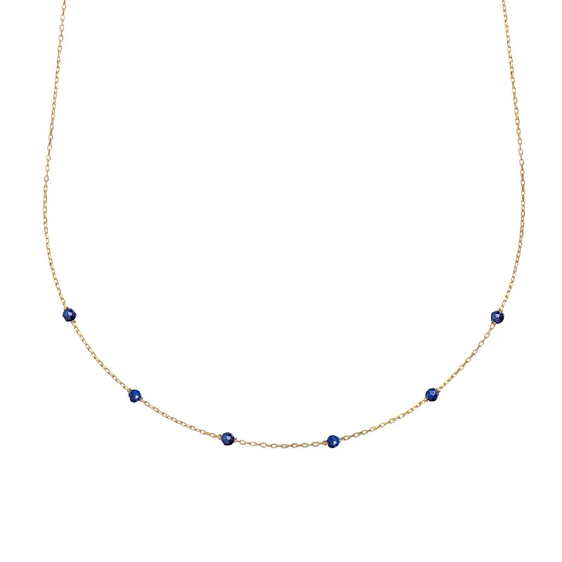 women’s delicate necklaces -Gems Satellite Necklace Lapis Lazuli - 18k Gold