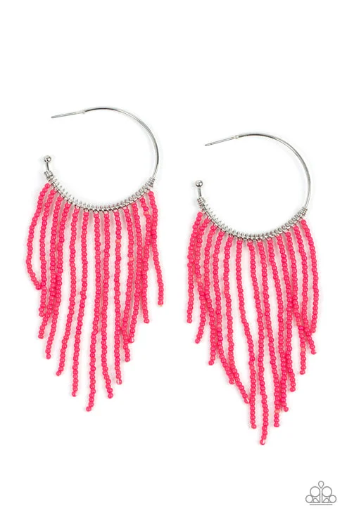 women’s opal drop earrings -Saguaro Breeze Pink Hoop Earring