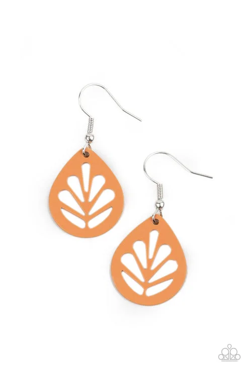 women’s moonstone stud earrings -LEAF Yourself Wide Open Orange Earring