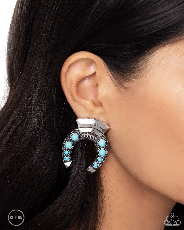 women’s ear cuffs -Harmonious Horseshoe - Blue Clip On