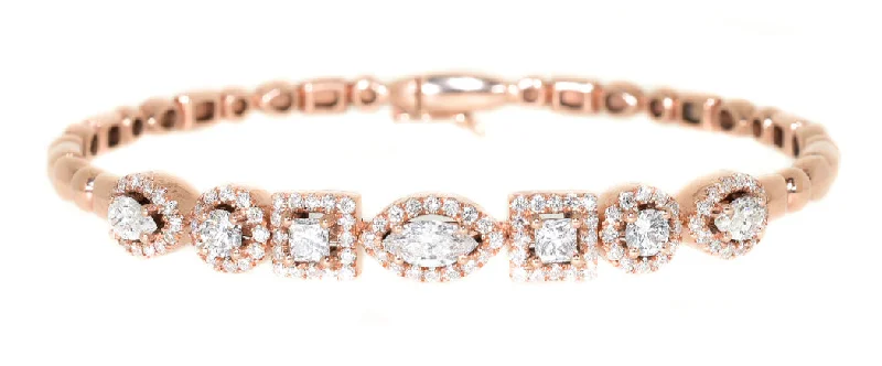 custom bangles with name -18kt Rose Gold Multi Shape Diamond Bangle (1.86 ctw)