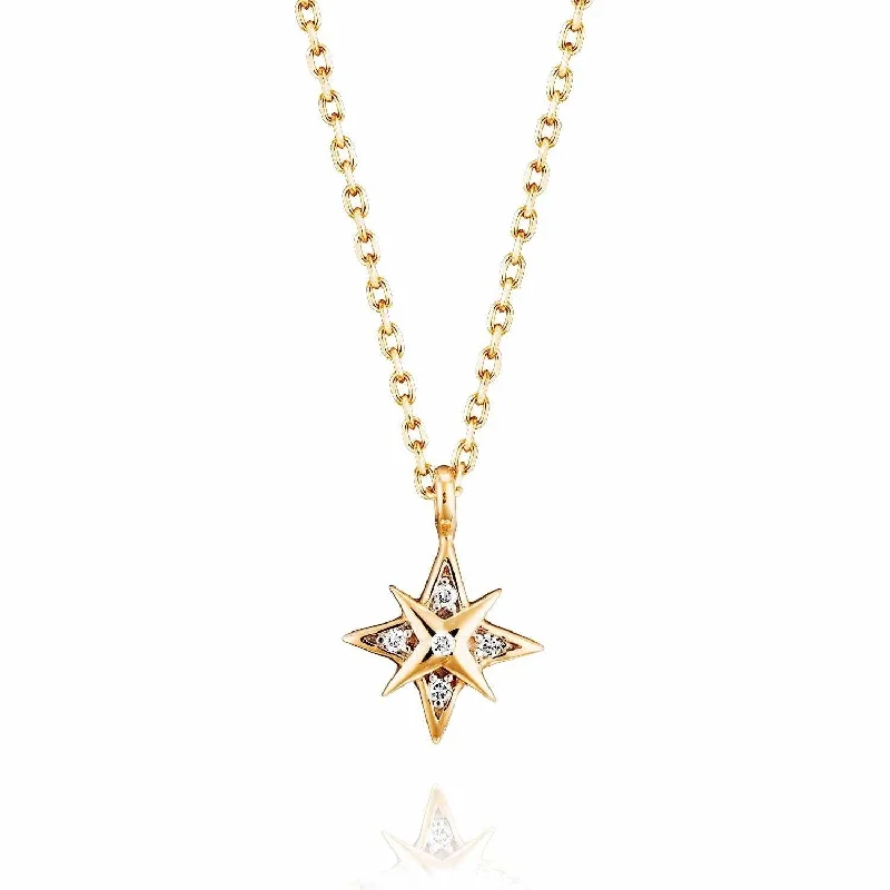 women’s stacking necklaces -Celeste Star Necklace Diamond - 18k Gold