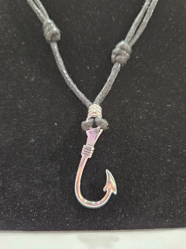 women’s friendship necklaces -Silver Fishing Hook Necklace