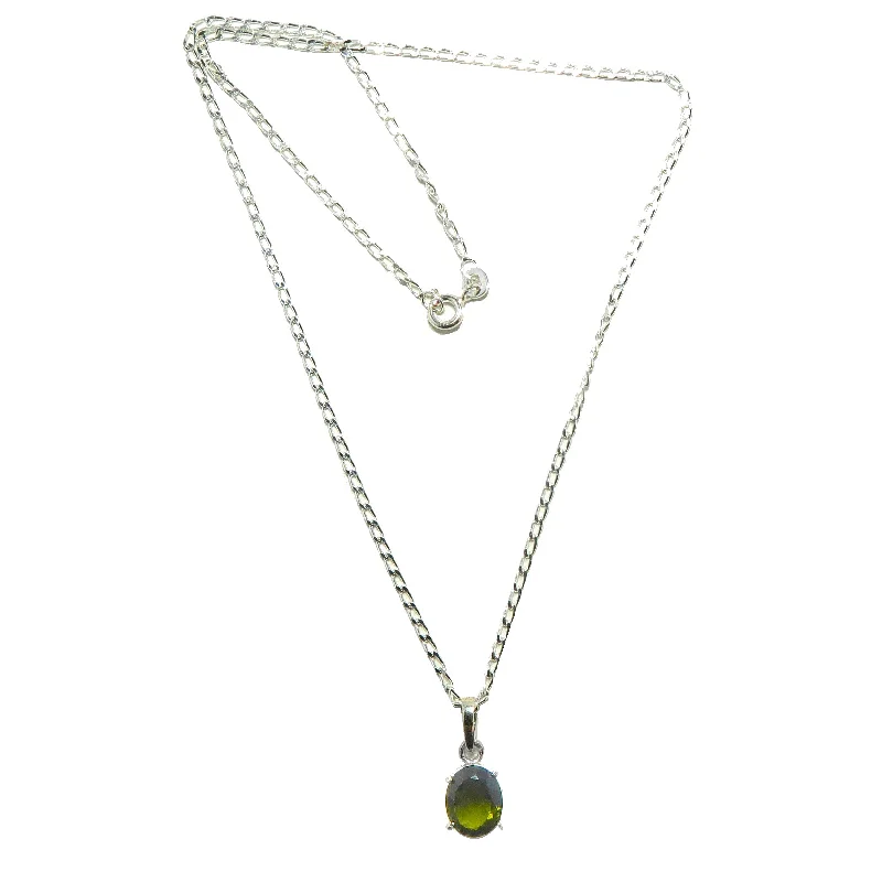 luxury necklaces for women -Moldavite Necklace North Star Blessings Bright Sterling Silver