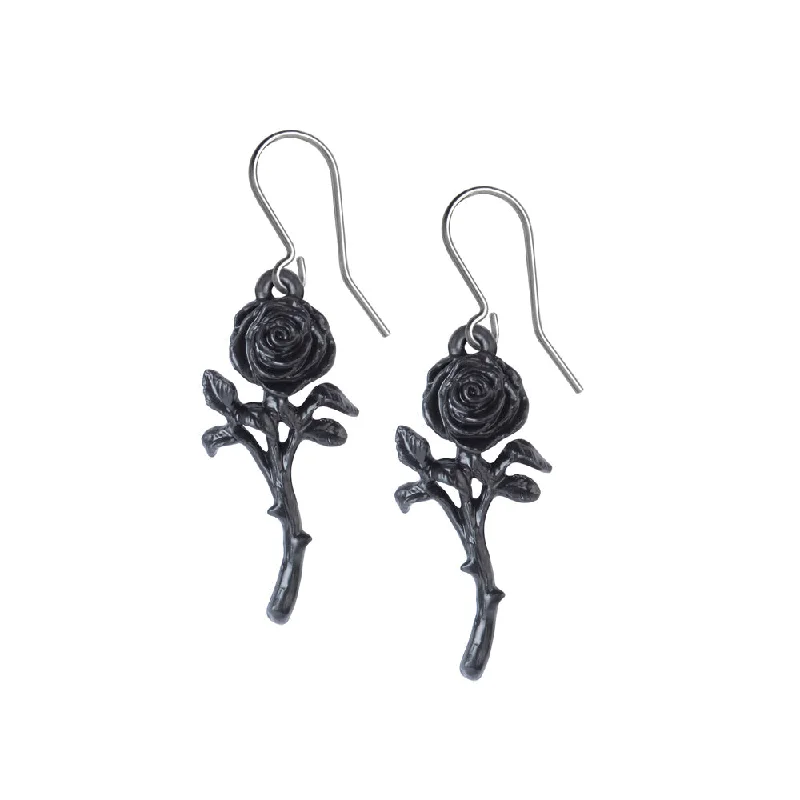 women’s diamond stud earrings -The Romance of the Black Rose Earrings