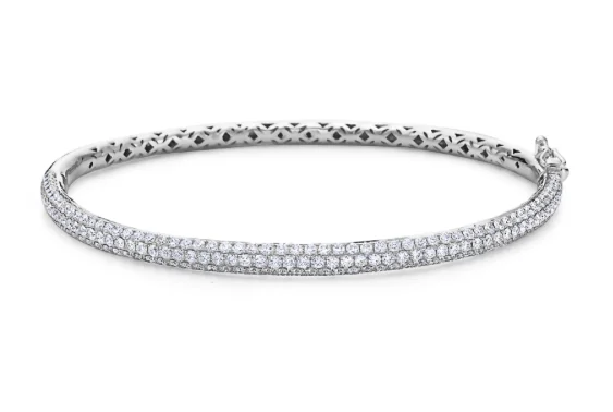 boho bangles for women -18kt White Gold Pavé Diamond Bangle (.72 ctw)