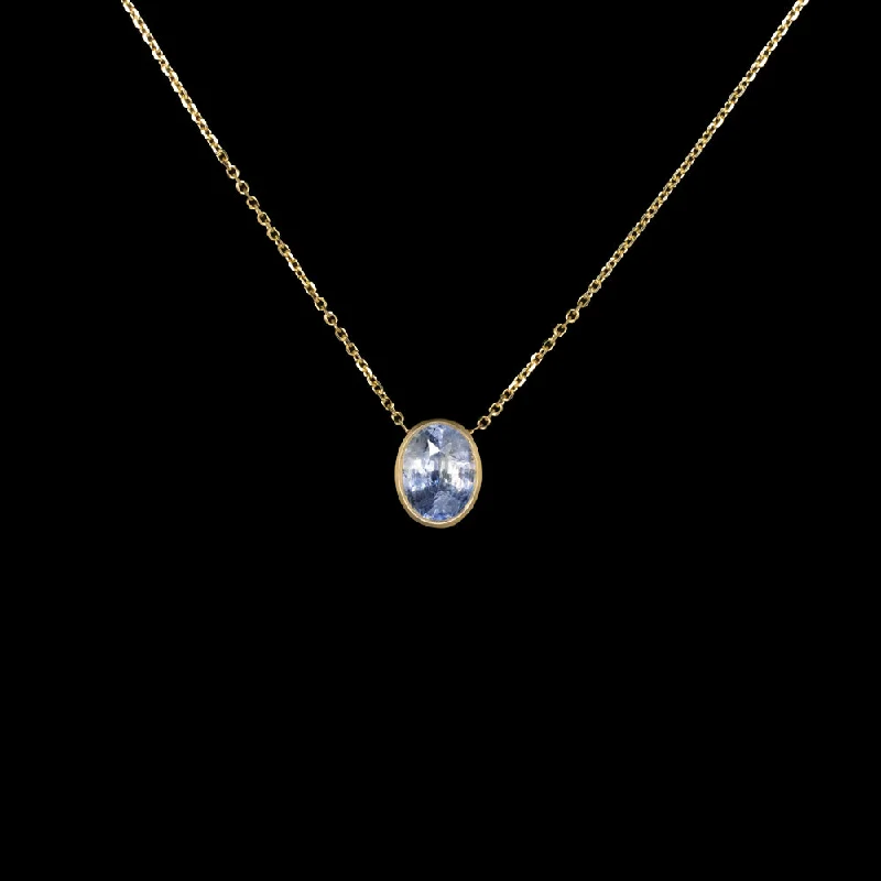 women’s unique rings -LIGHT BLUE SAPPHIRE PENDANT NECKLACE OVAL SHAPE CUT BEZEL 14k YELLOW GOLD 2.25ct