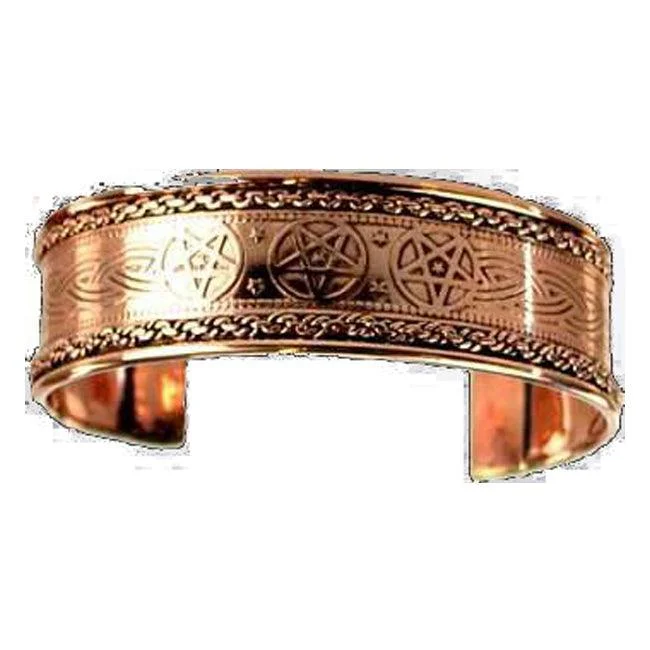 women’s bracelet with charms -Pentagram Engraved Copper bracelet