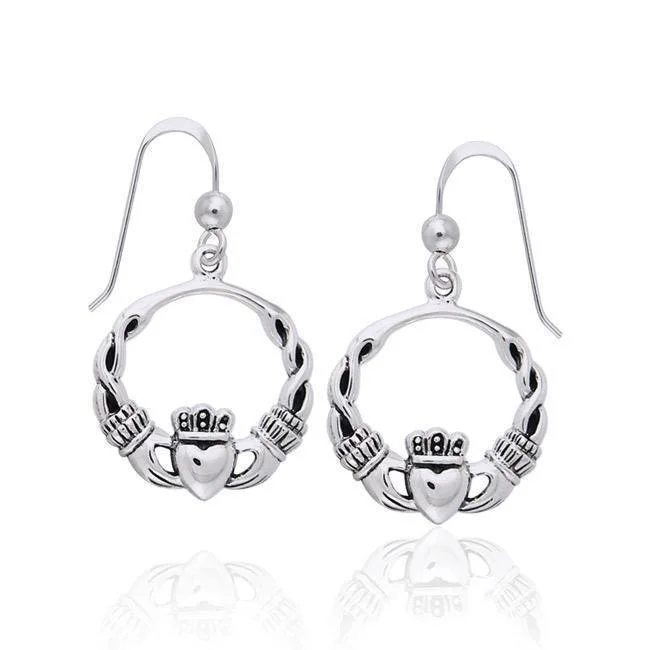 women’s diamond earrings -Celtic Knotwork Claddagh Earrings TER984