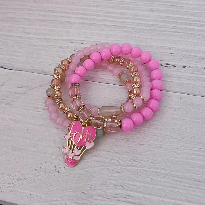 designer bangles for women -Uplifting Love Bracelet Set- Pink