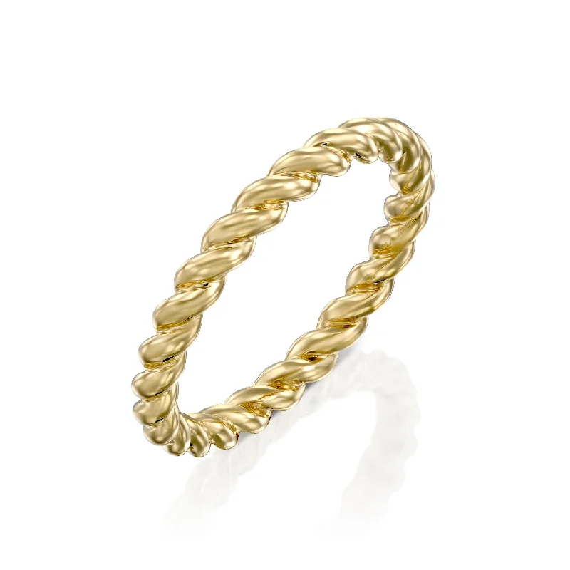 wedding rings with diamonds -Rope Gold Ring