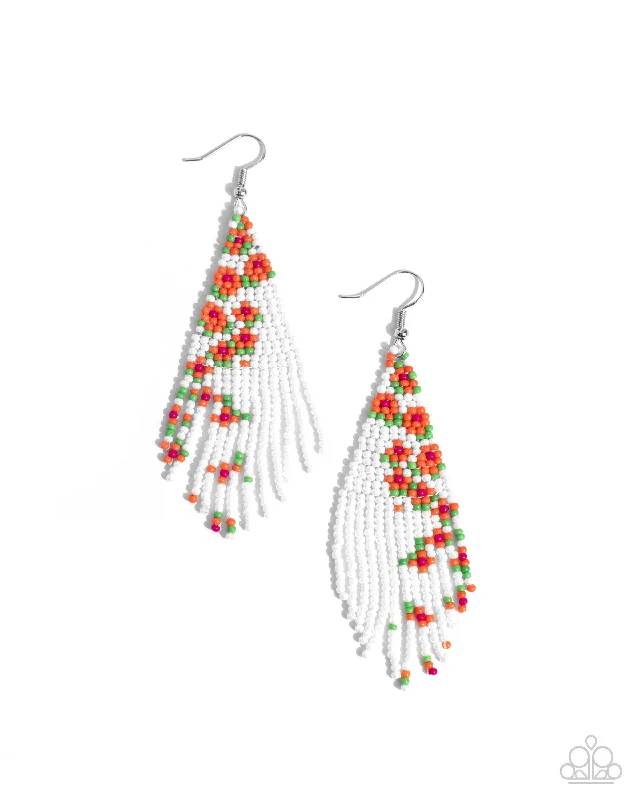 women’s heart-shaped earrings -Picturesque Patchwork - Orange