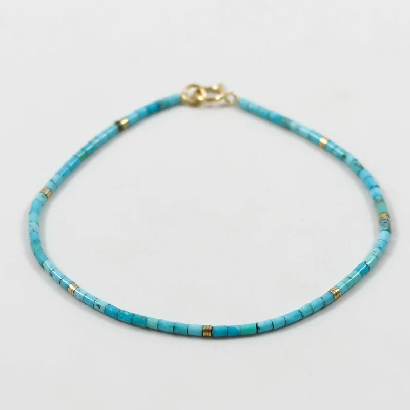 stylish bangles for women -Turquoise and Gold Heishi Bracelet