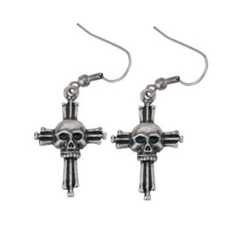 women’s crystal earrings -Skull Crucifix Earrings