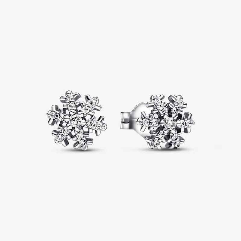 women’s moonstone stud earrings -Sparkling Snowflake Stud Earrings