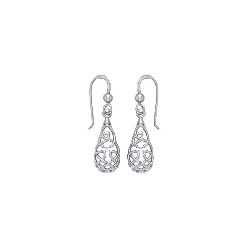 women’s pearl drop earrings -Celtic Knotwork Silver Earrings TE682